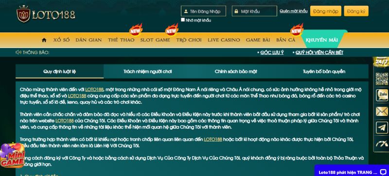 Điều khoản điều kiện tham gia chơi cược Loto188